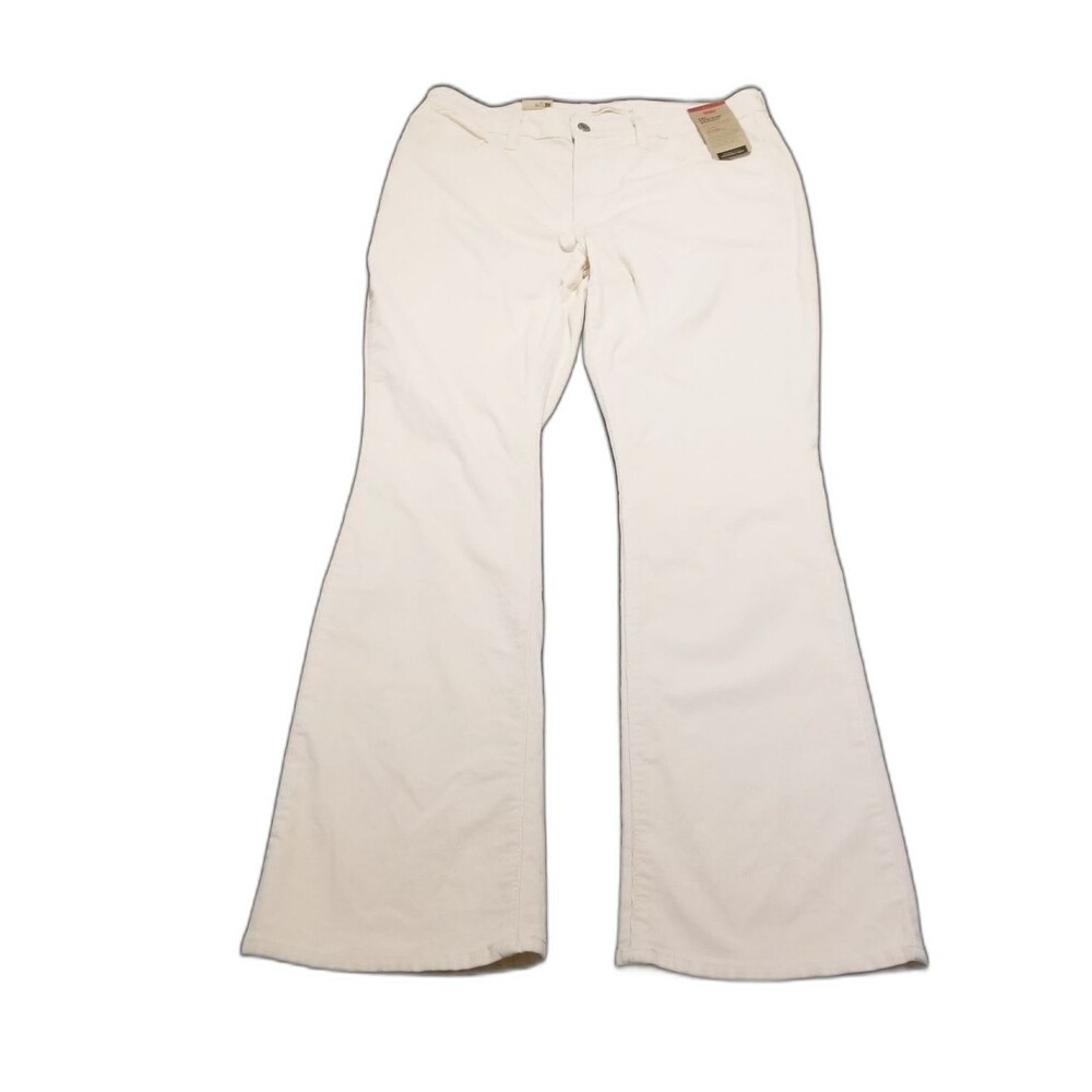 Levi's 725 High Rise Bootcut Women Size 16 Cream Corduroy Stretch Pant (35×31.5)